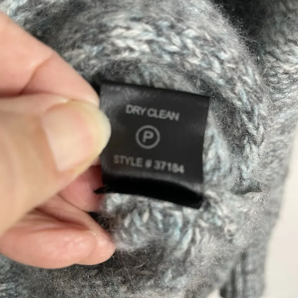 360Cashmere 100% Cashmere Sweater Size M Blue Gray Cropped Mock Neck Luxury Cozy